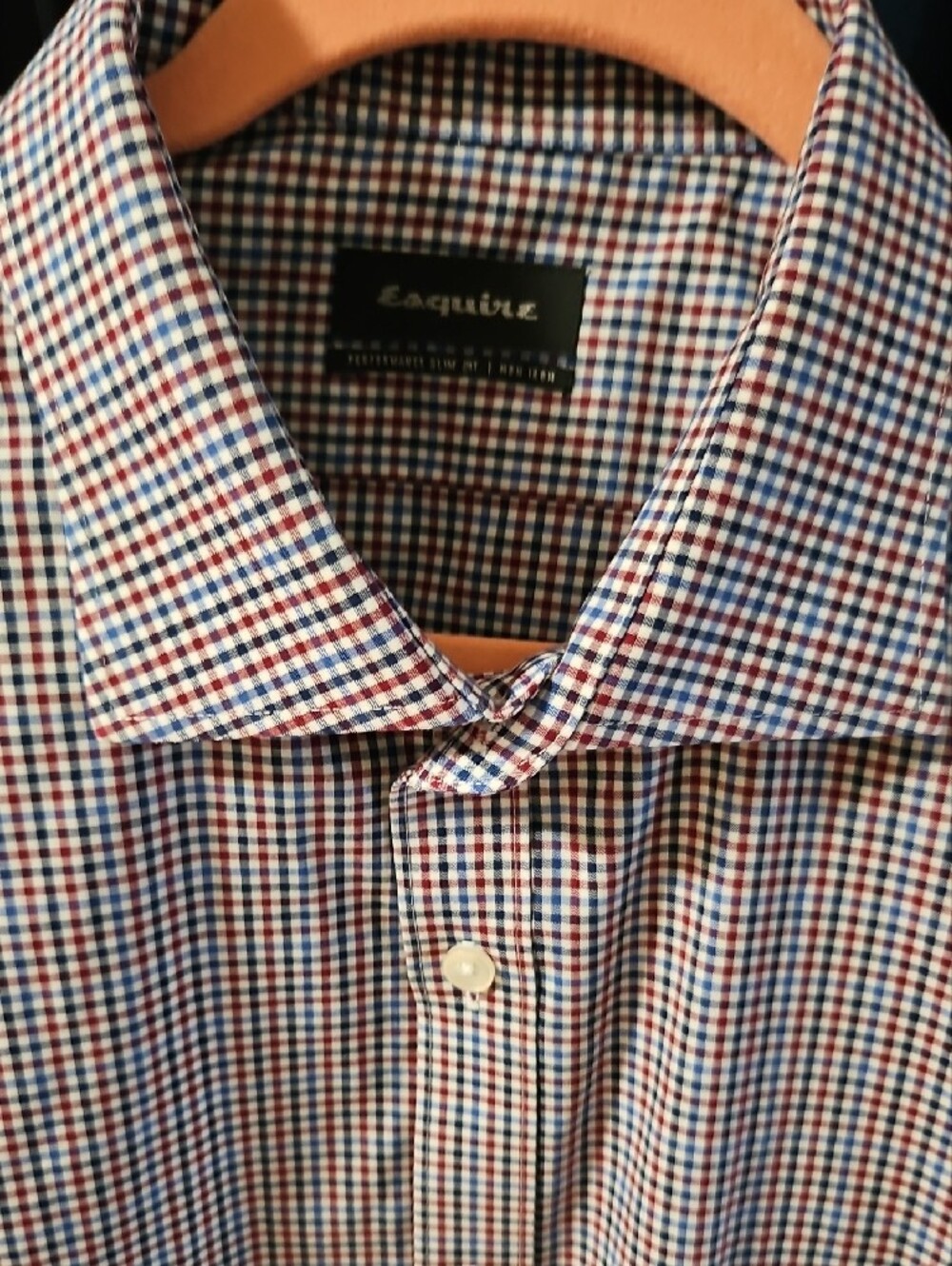 Men’s Blue & Red Check Dress Shirt. Large To X Large. Neck 17